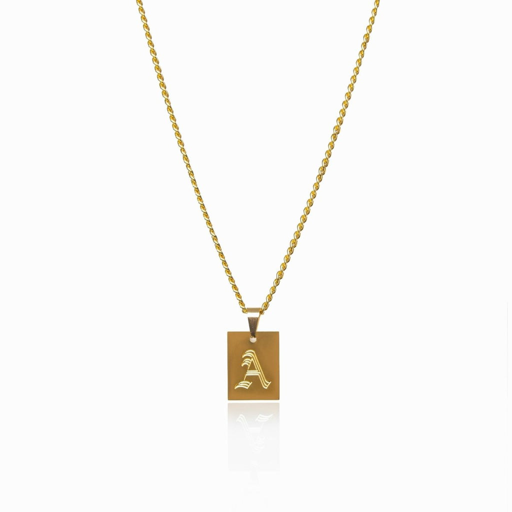Initial Letter Modern Necklace — 18k Gold