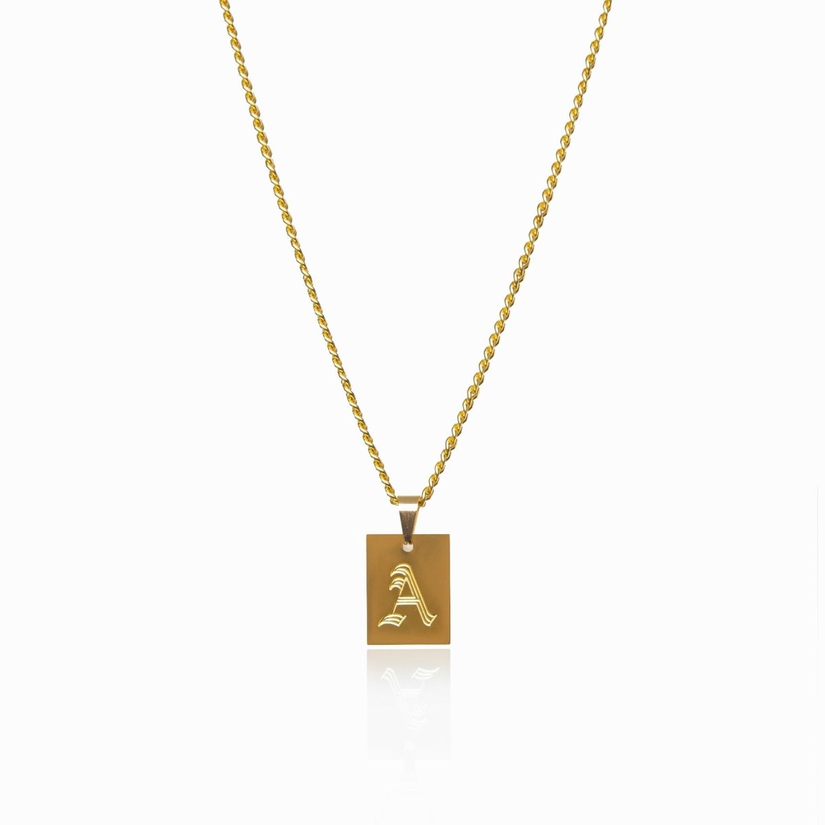 Initial Letter Modern Necklace — 18k Gold