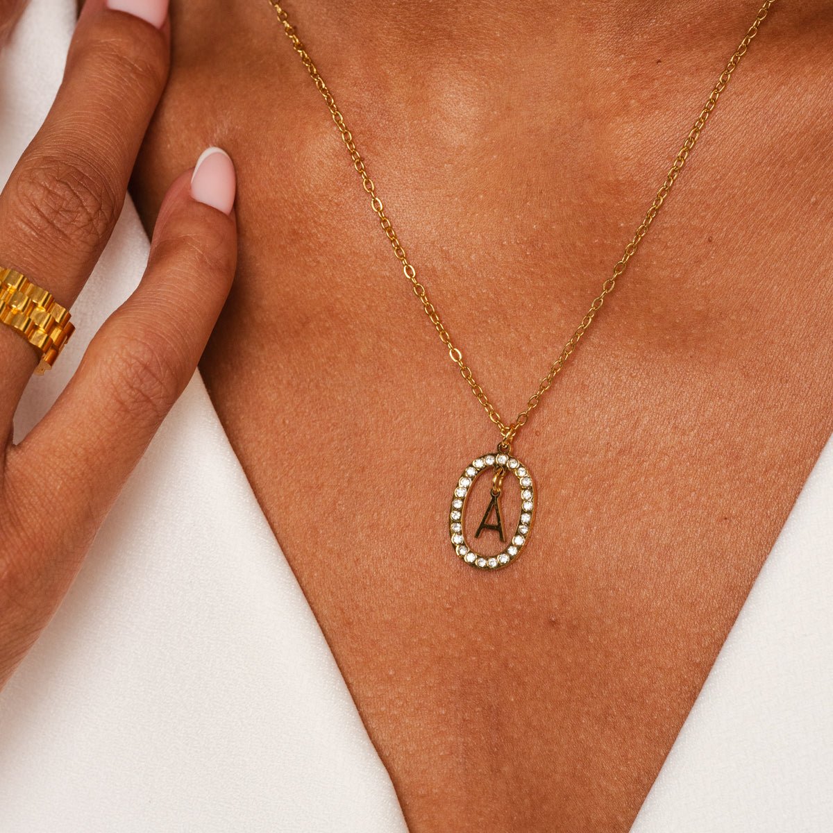 Initial Letter Prism Necklace — 18k Gold