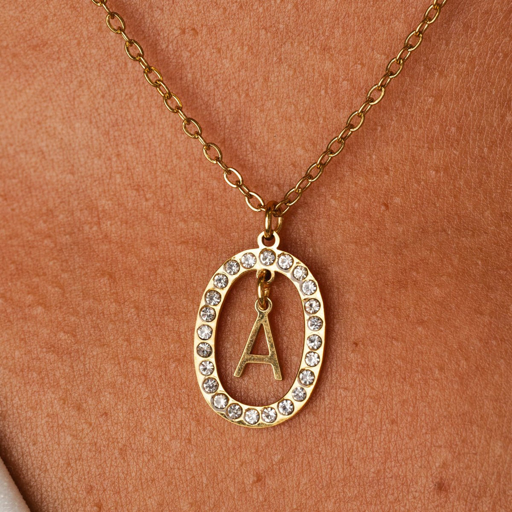 Initial Letter Prism Necklace — 18k Gold