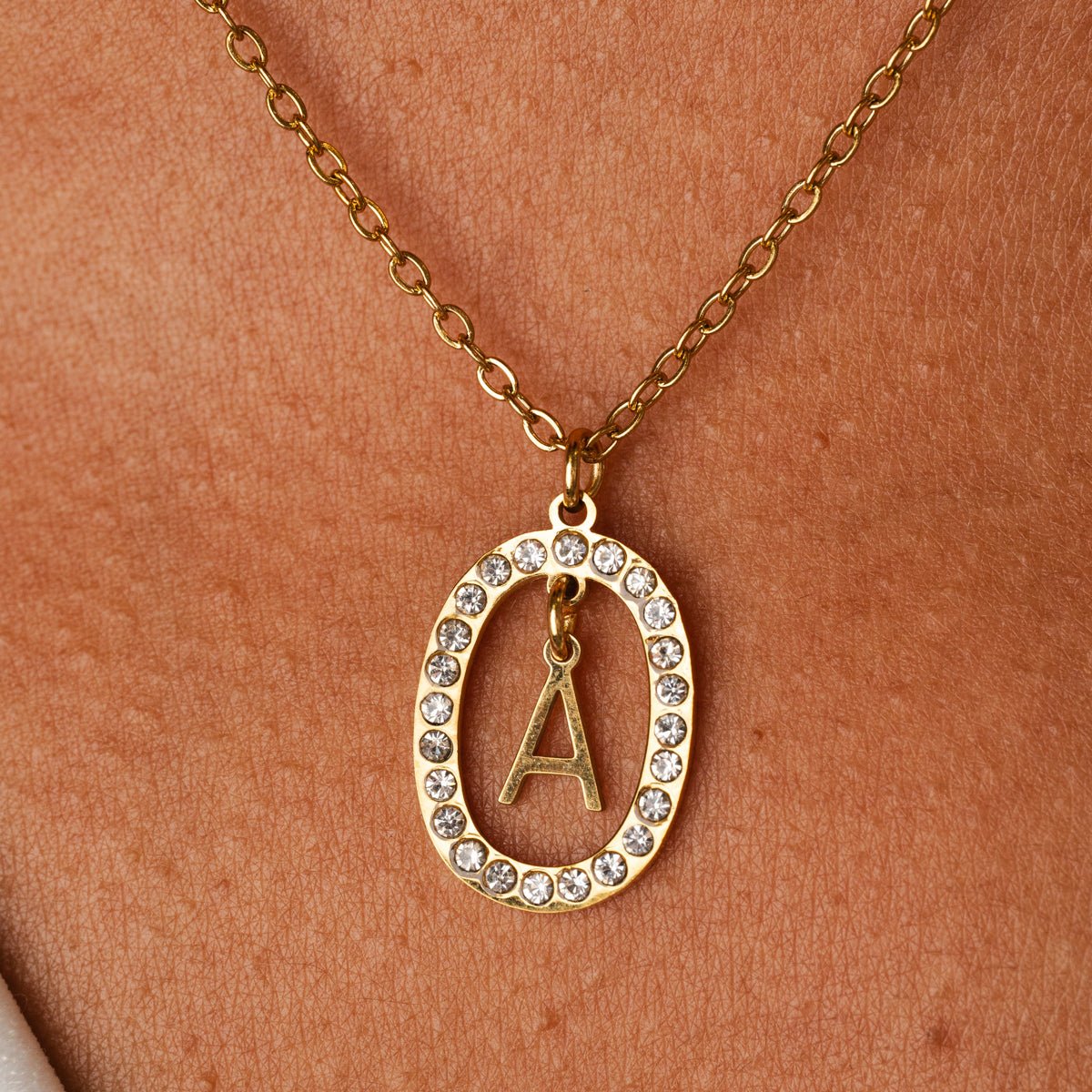 Initial Letter Prism Necklace — 18k Gold