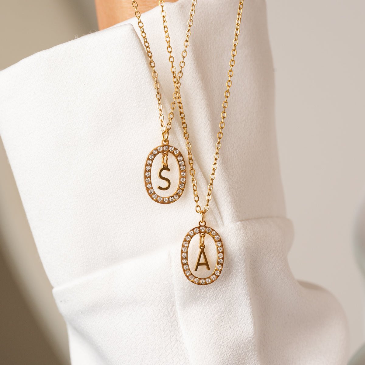 Initial Letter Prism Necklace — 18k Gold