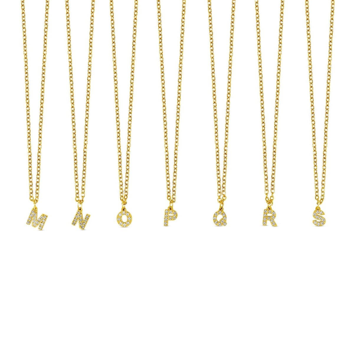 Initial Letter Stone Necklace — 18k Gold