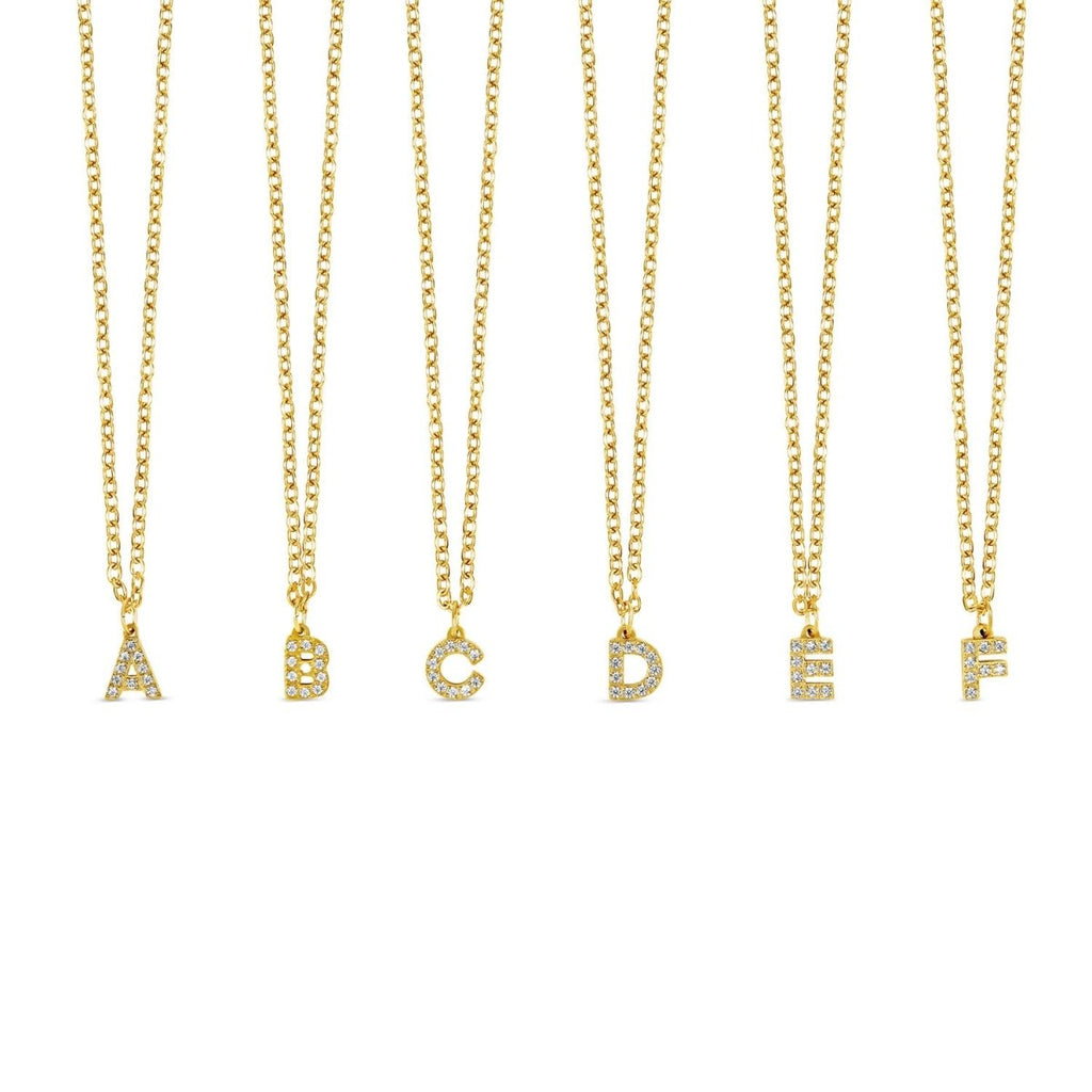 Initial Letter Stone Necklace — 18k Gold