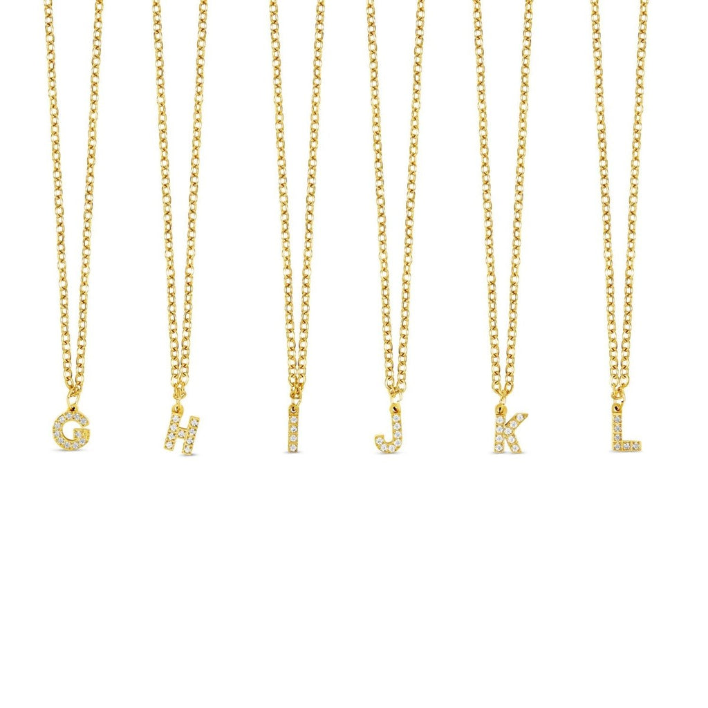 Initial Letter Stone Necklace — 18k Gold