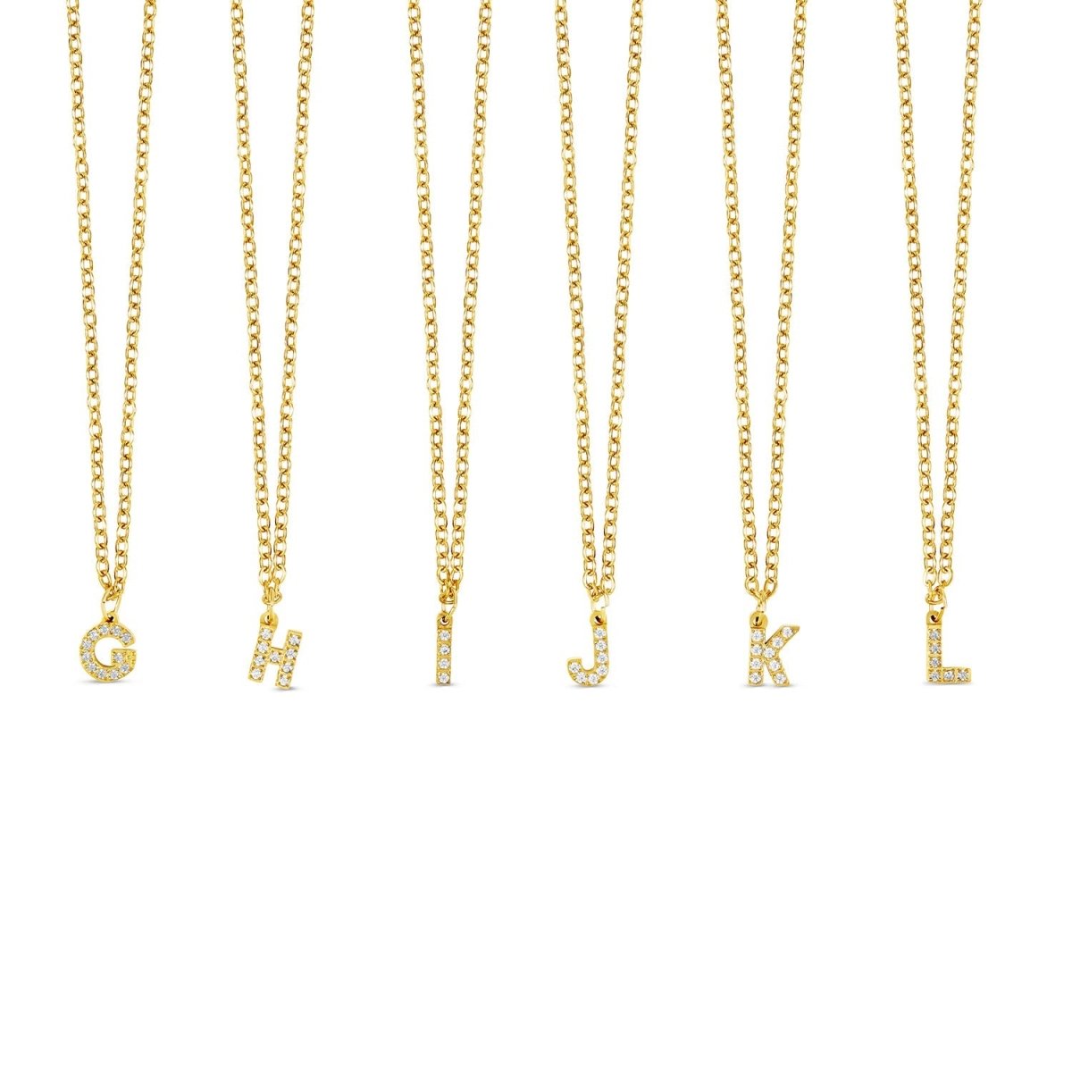 Initial Letter Stone Necklace — 18k Gold