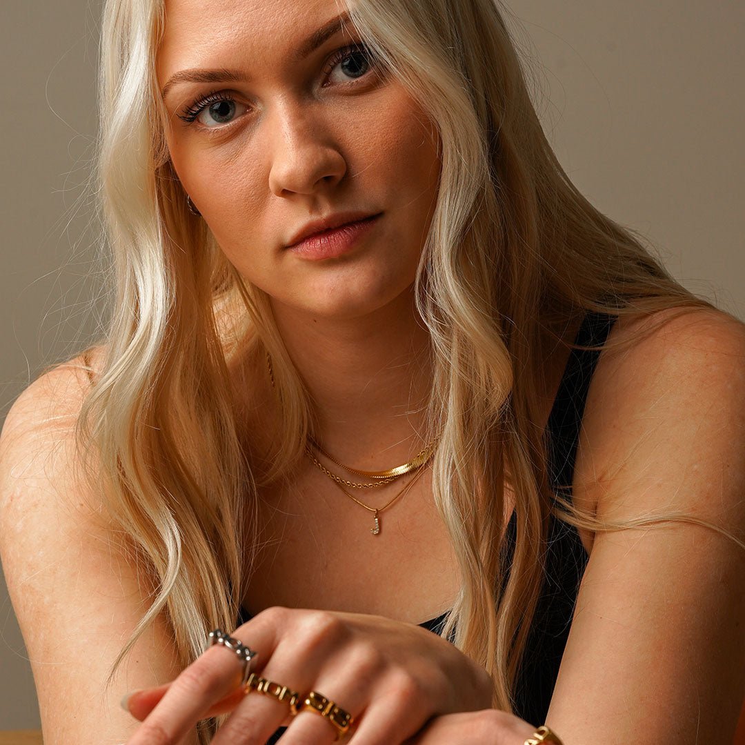 Initial Letter Crystal Necklace — 18k Gold
