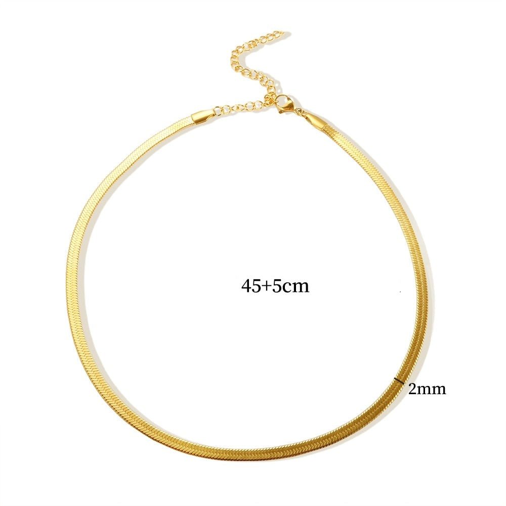 Snake Thin 2mm Necklace — 18k Gold