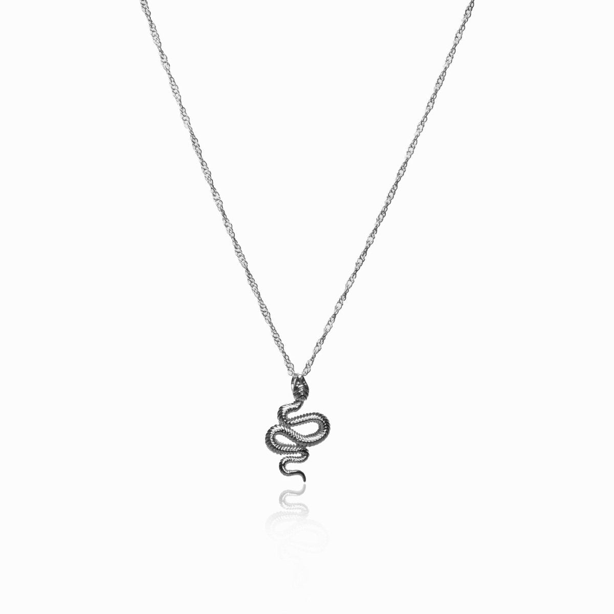 Serpent Pendant Necklace — Silver