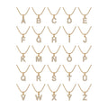 Initial Letter Crystal Necklace — 18k Gold — white background