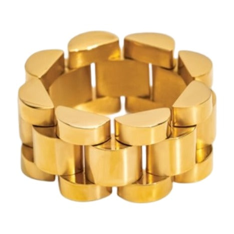 Beauty Wide Link Minimalist Ring — 18k Gold — white background