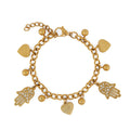 Link Pendant Heart & Hamsá Bracelet — 18k Gold