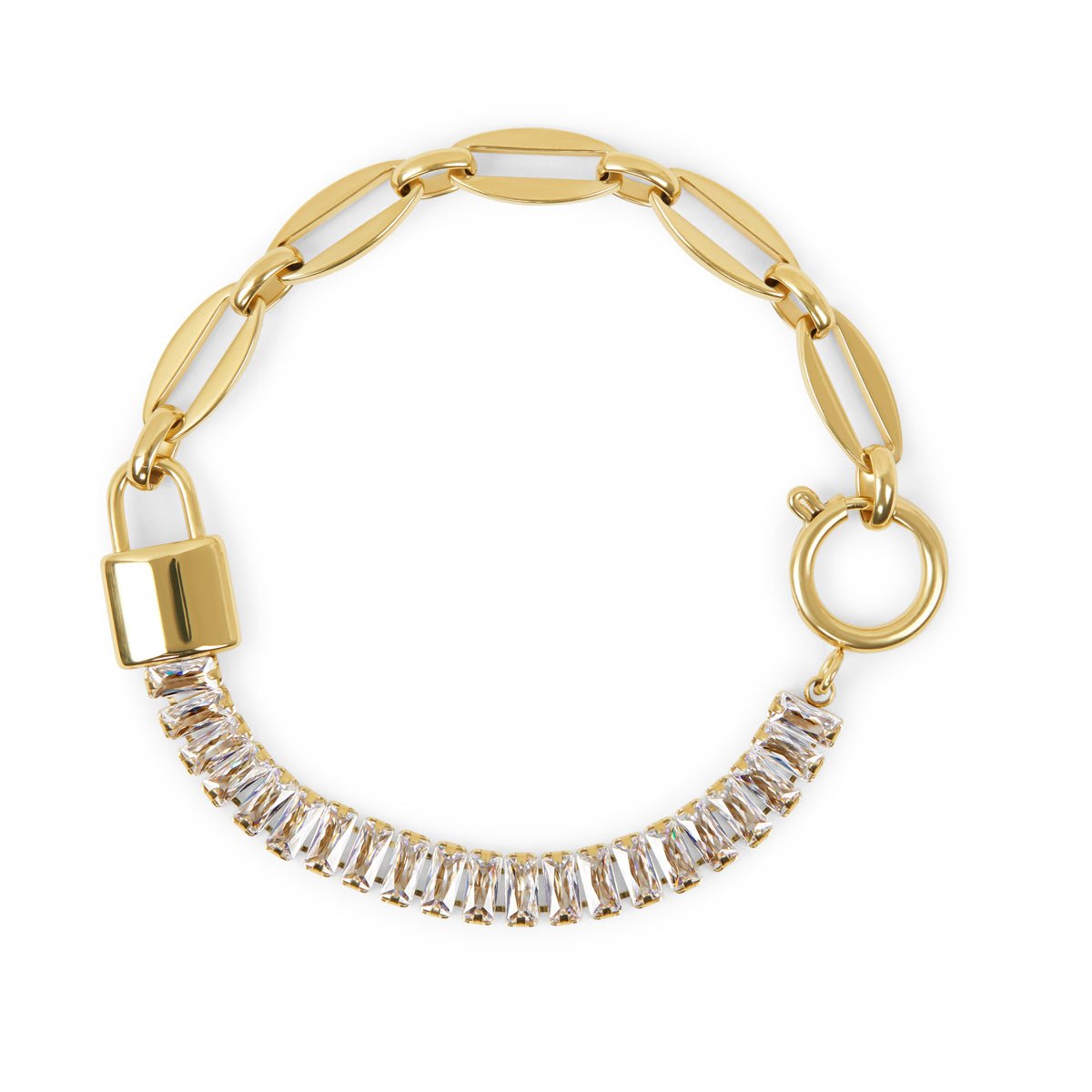 Lock Riviera Baguete Bracelet — 18k Gold