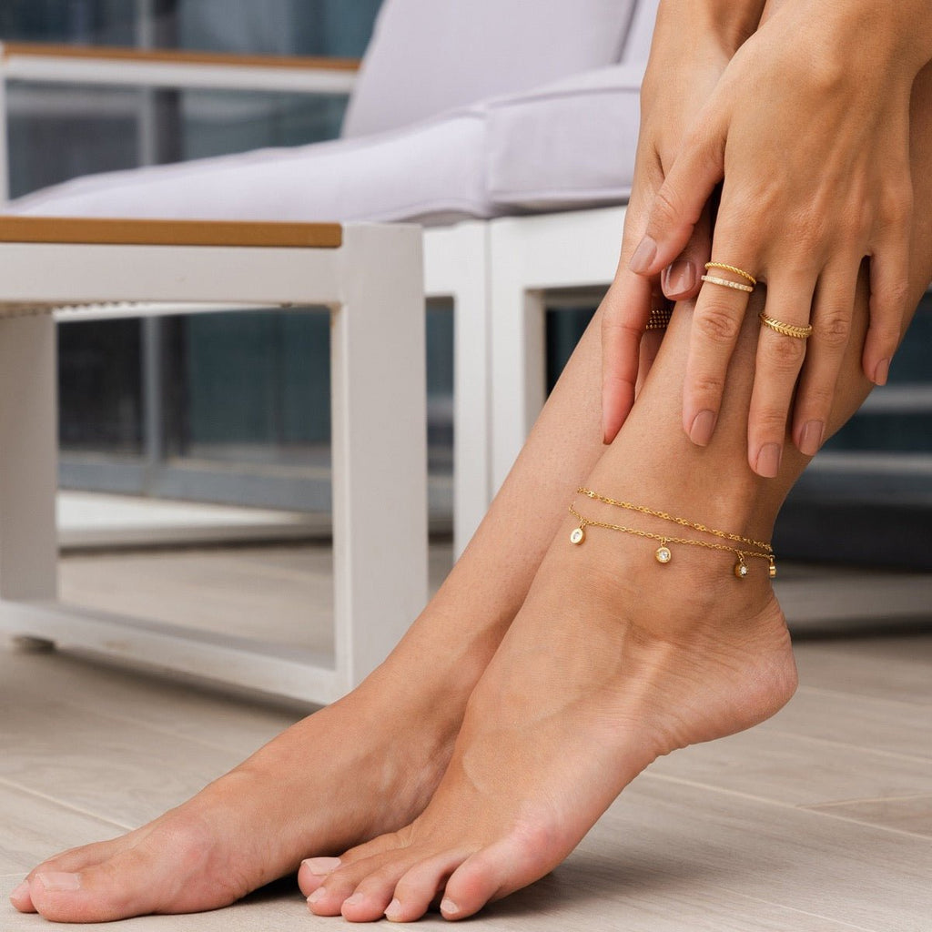 Atlas Crystal Anklet — 18k Gold