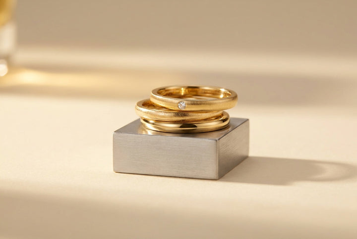 Gold rings on surgical steel